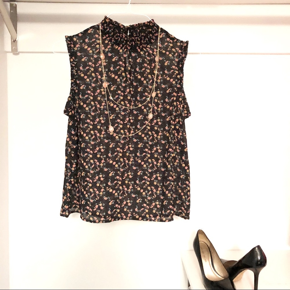 Xhilaration vintage-inspiring sheer floral blouse